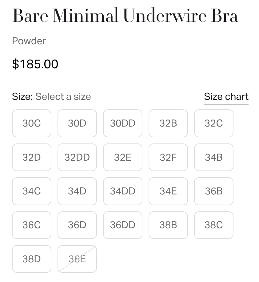 Else "Bare Minimal" Bra in "Powder", size 38B