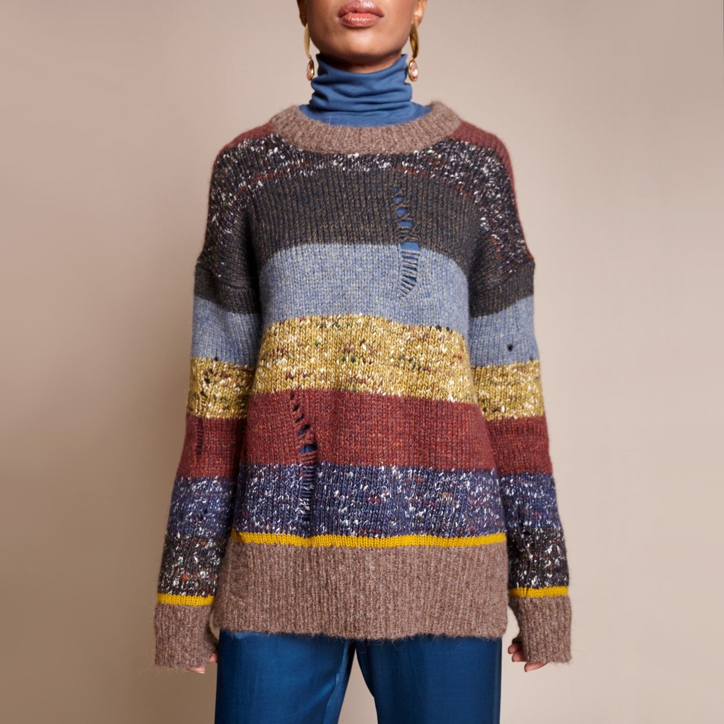 Pull ras du cou rayé Raquel Allegra, taille « 0 » (convient comme un S/M)
