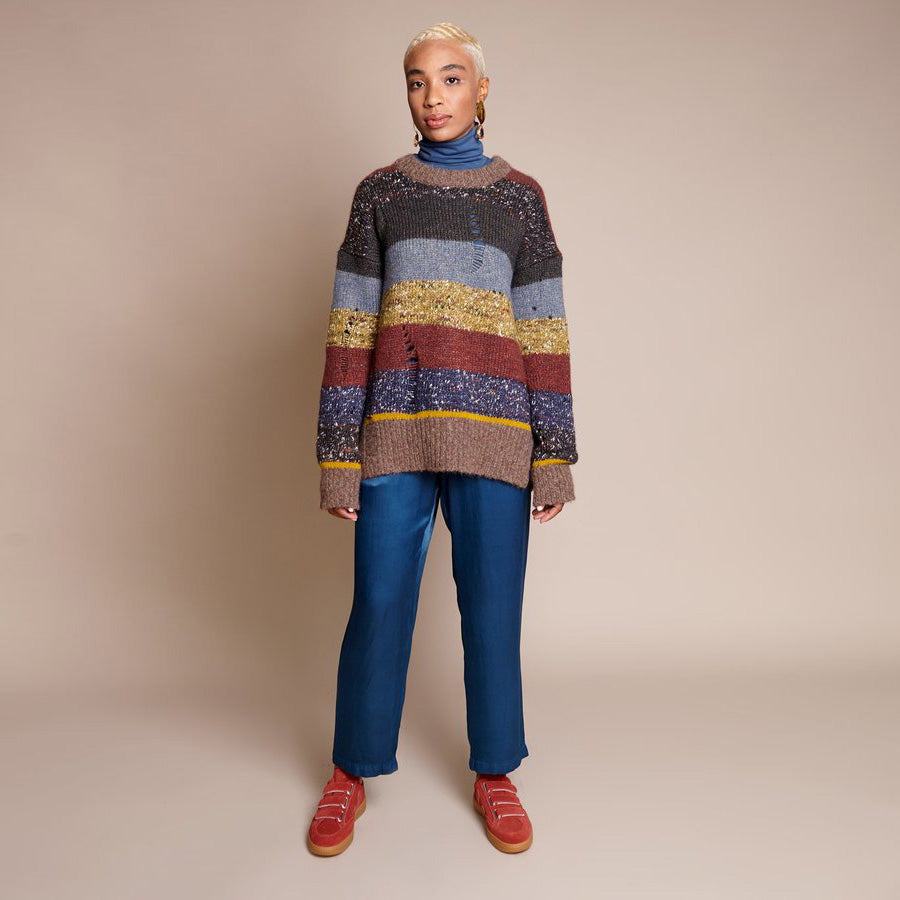 Pull ras du cou rayé Raquel Allegra, taille « 0 » (convient comme un S/M)