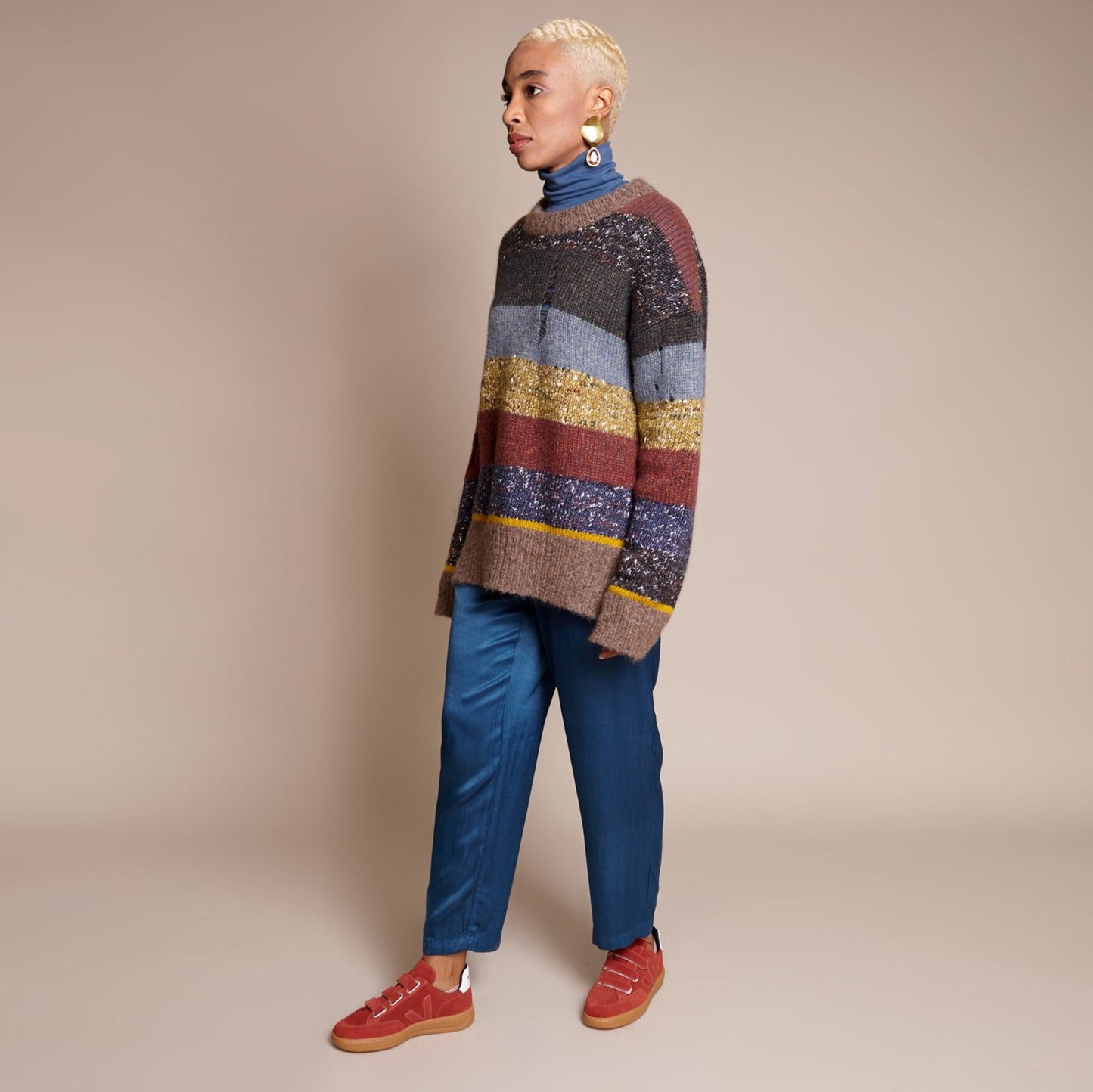 Pull ras du cou rayé Raquel Allegra, taille « 0 » (convient comme un S/M)