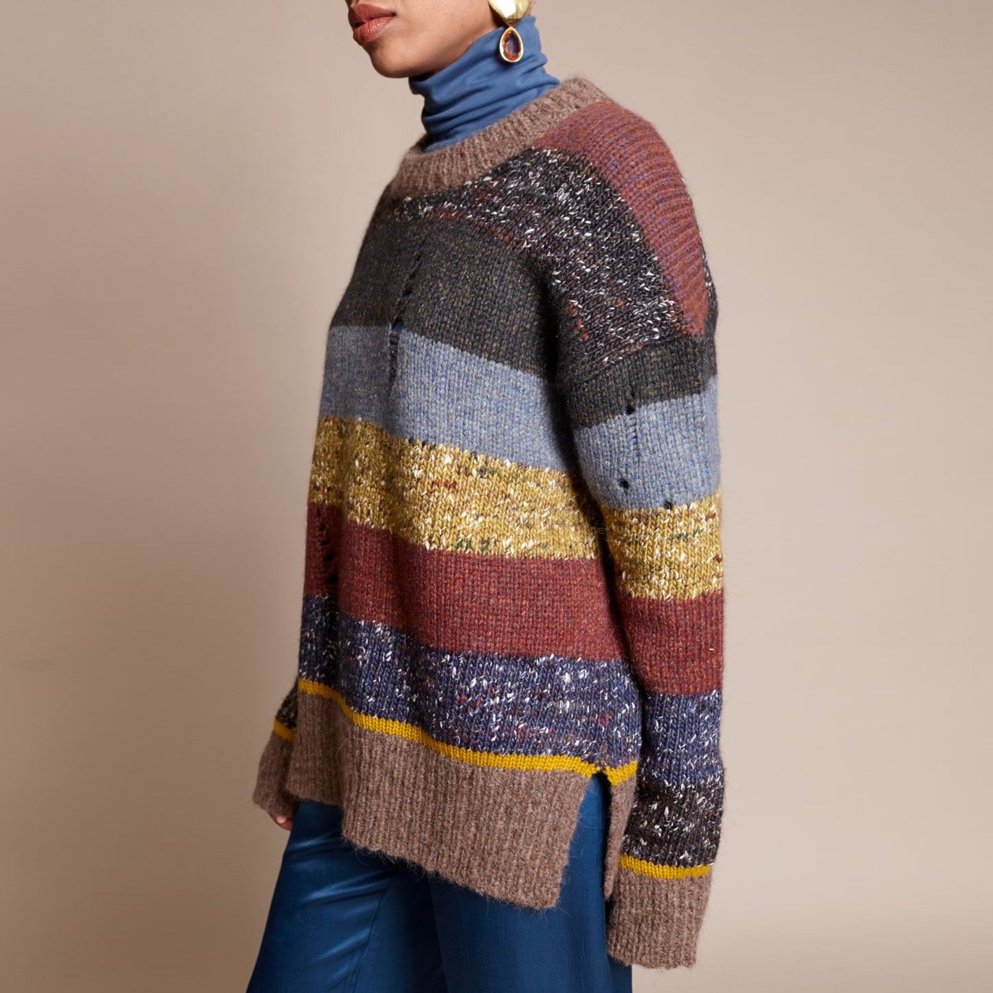 Pull ras du cou rayé Raquel Allegra, taille « 0 » (convient comme un S/M)