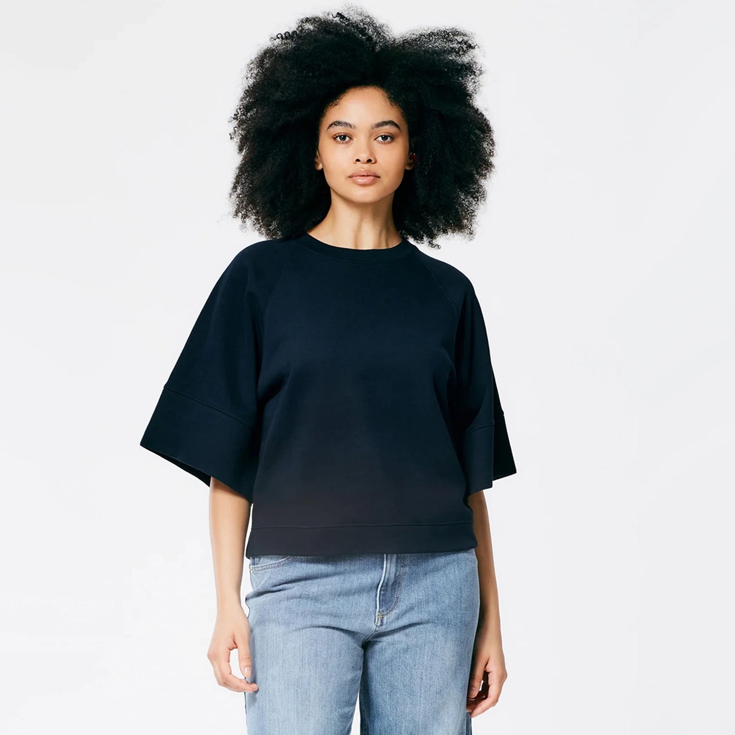 Tibi Crewneck "Easy" Sweatshirt in Navy, size Small