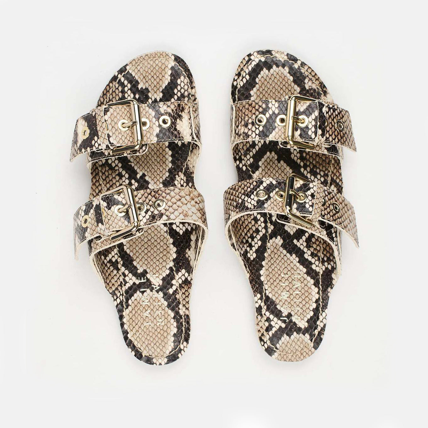 Jamie Haller Double Strap Sandals in Snakeskin, size 39 (fits 8.5)