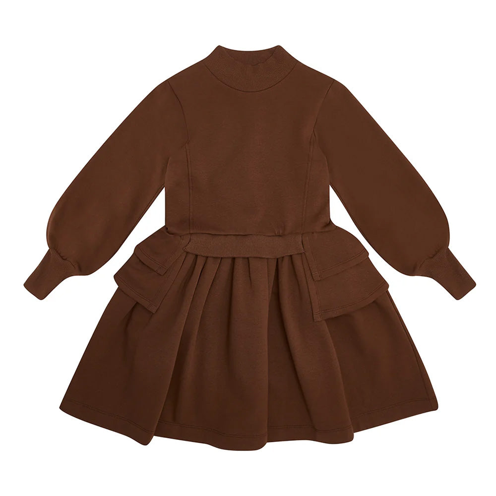 peplum sweatshirt dress ** KIDS ** The Middle Daughter Peplum Sweatshirt Dress in Brown, size 9/10y