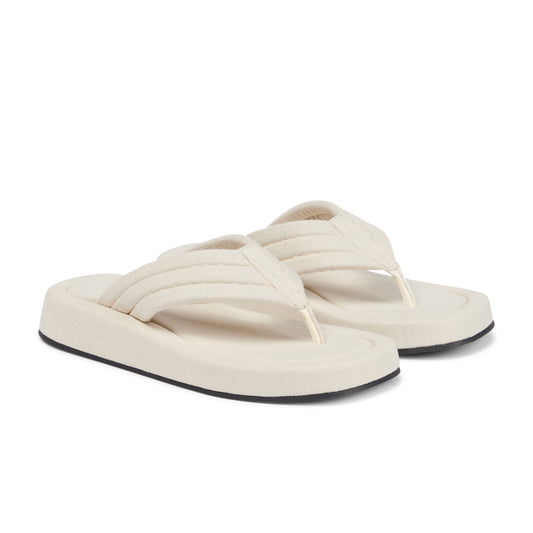 The Row "Ginza" Slides in Ivory Canvas, size 39