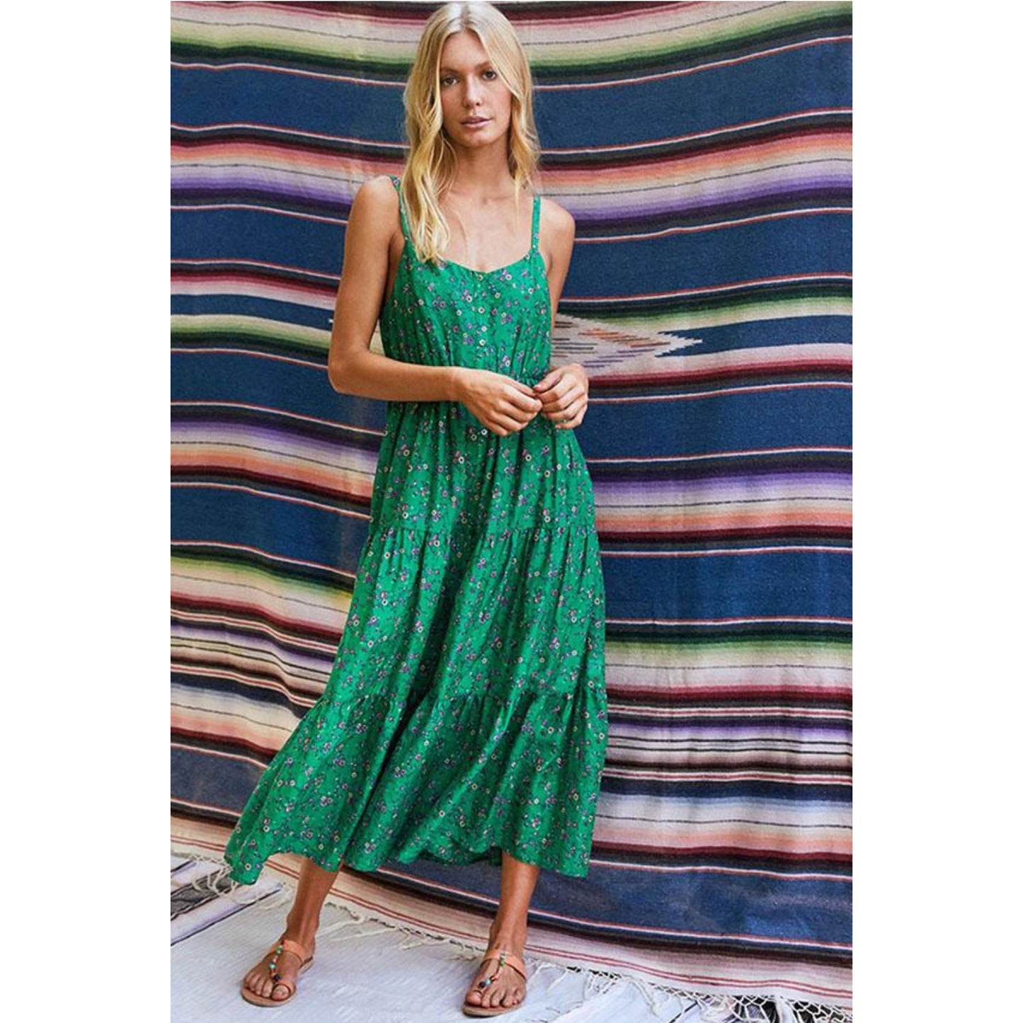Xirena "Sophie" Floral Print Dress in Green, size Medium