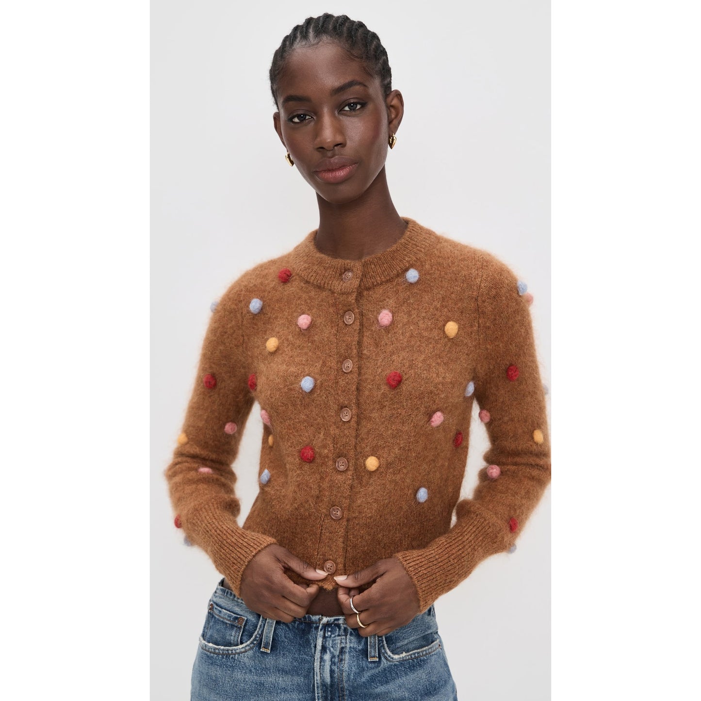 Alémais "Elia" Cropped Cardigan in Tobacco, size Small