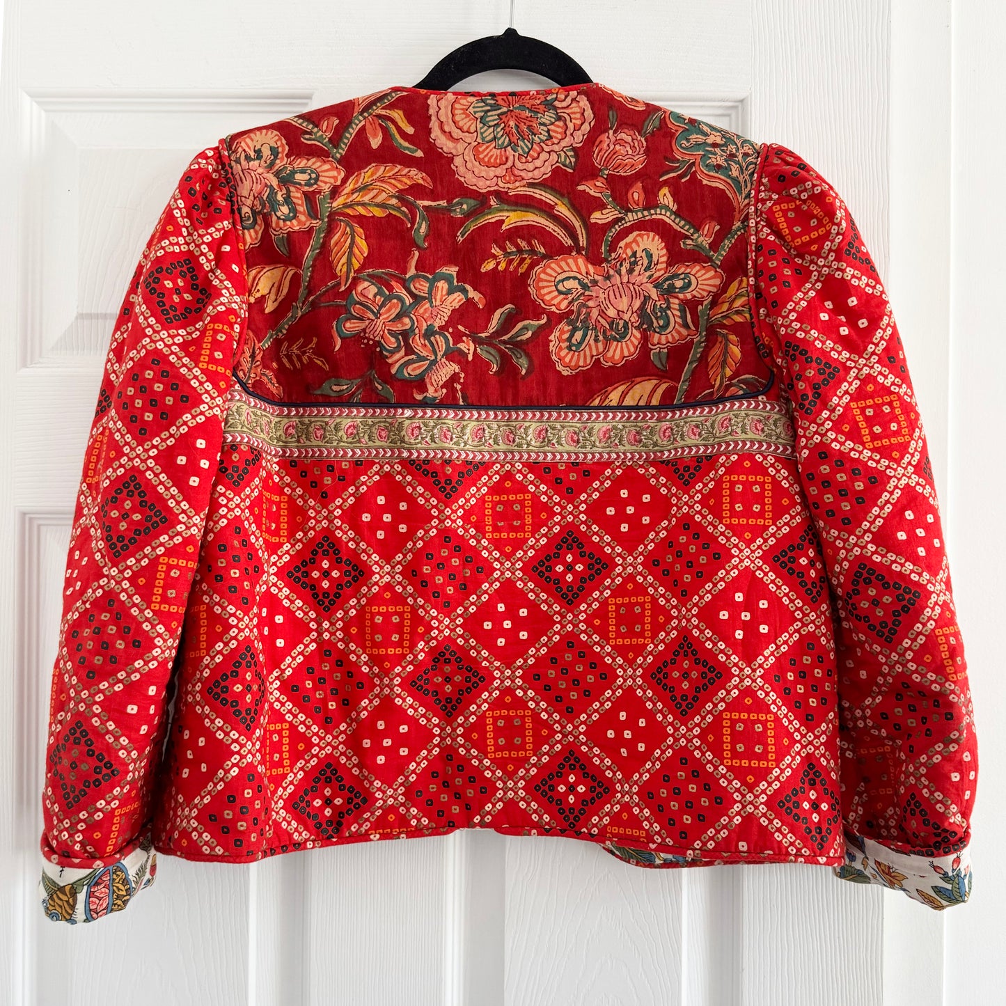 Alix of Bohemia "Bandana Bardot" Printed Reversible Jacket in Red, Size XS