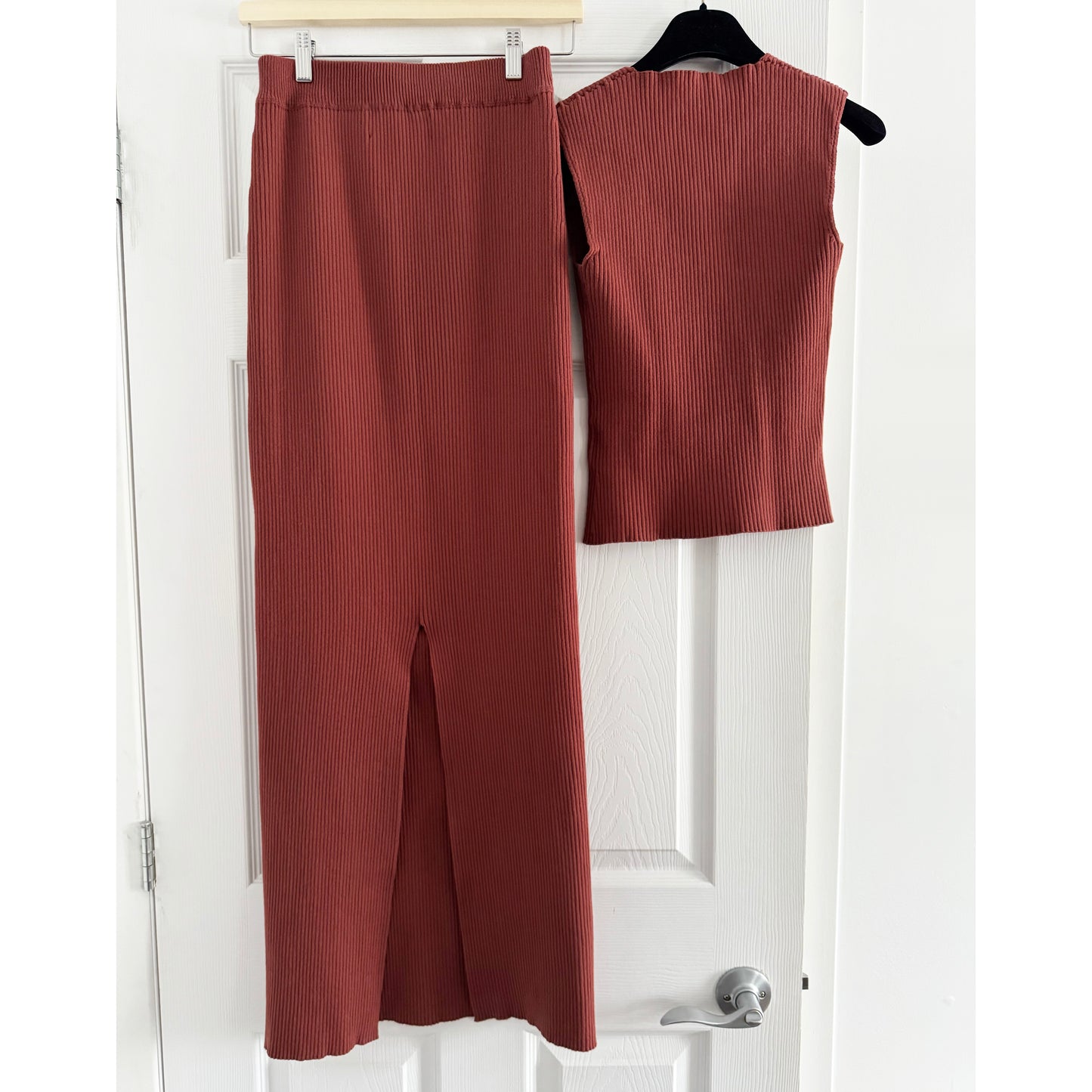 And Or Collective Ribbed Knit Set in "Sedona", size "1" top, size "2" skirt