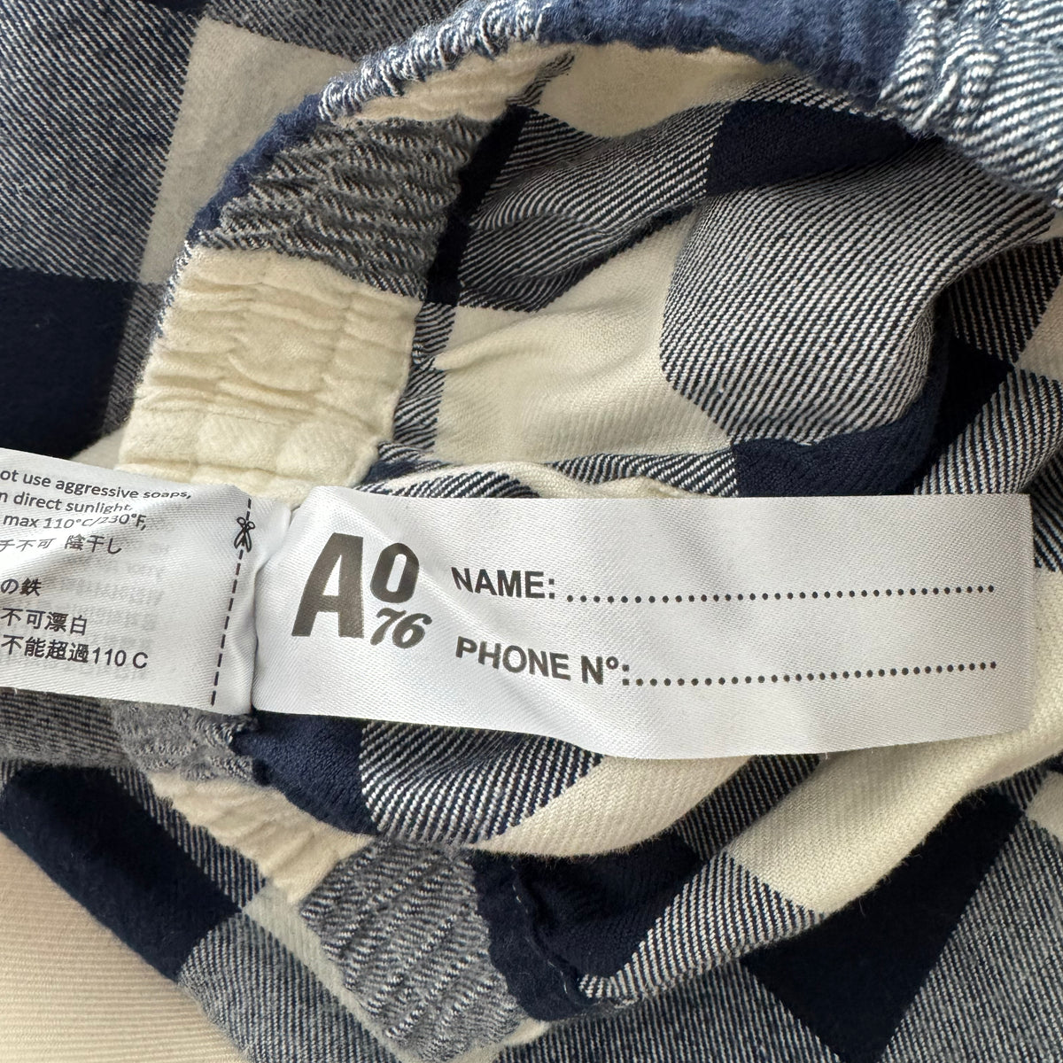 ** KIDS ** AO76 Flannel Pyjama Pants in Navy Check, size 12 years