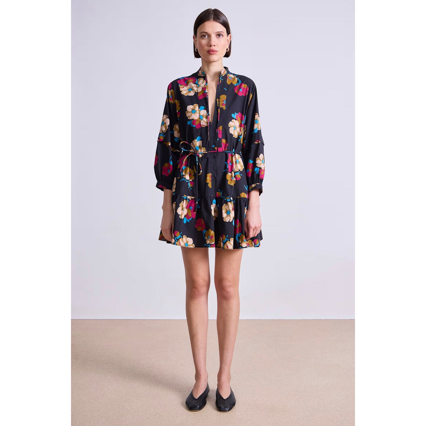 Apiece Apart "Lalla" Mini Dress in "Floating Floral", fits like size XL?