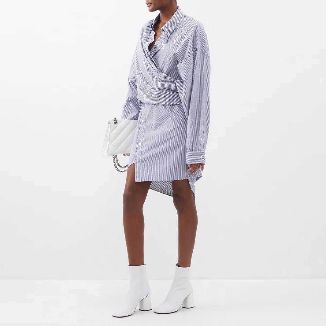 Balenciaga Striped Asymmetrical Shirtdress, size 36 (size XS/S)