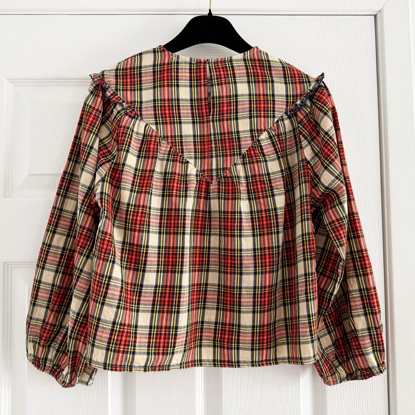 ** KIDS ** Bellerose "Himpi" Red Plaid Shirt with Ruffles, size 12 years