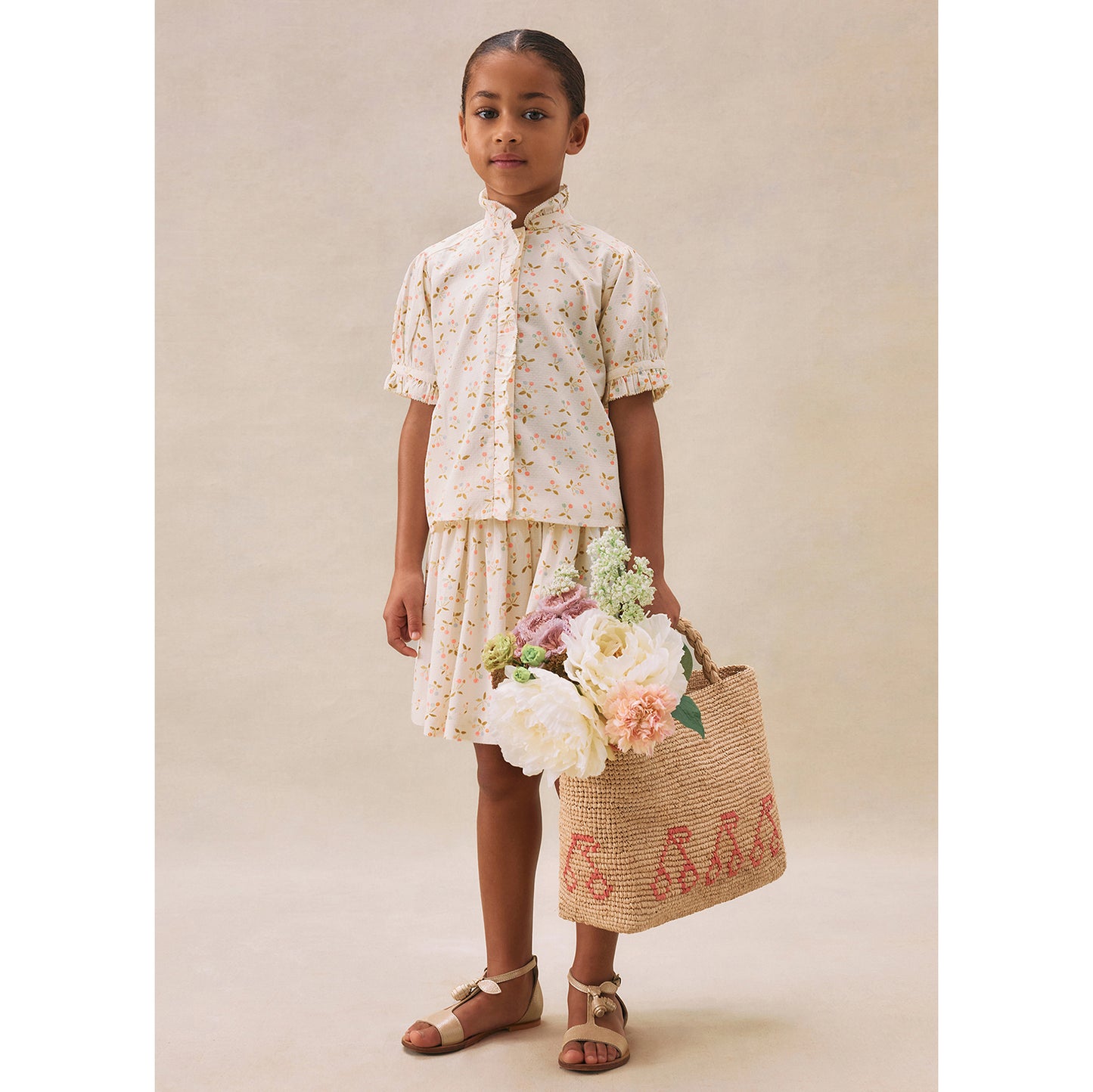 Bonpoint "Cindy" Liberty Floral Print Cotton Blouse, size 10 years