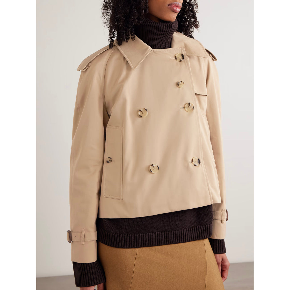 BURBERRY Cropped Gabardine Trench Jacket in Beige, size 10US