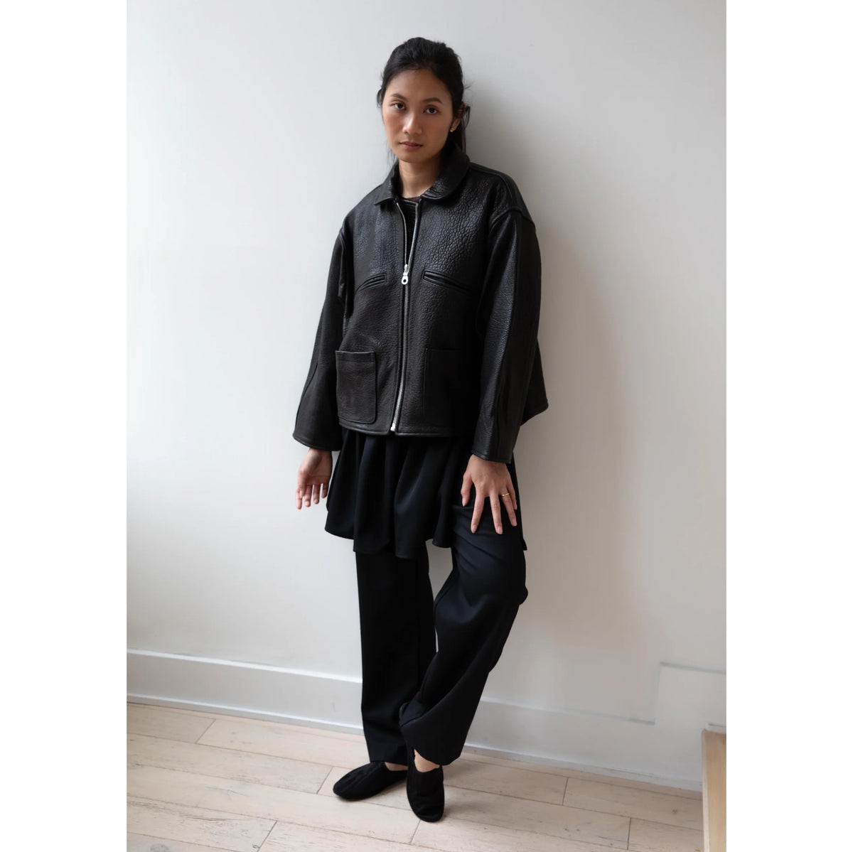 Cawley Studios "Flying Jacket" in Black Leather, size XS (fits S-L)