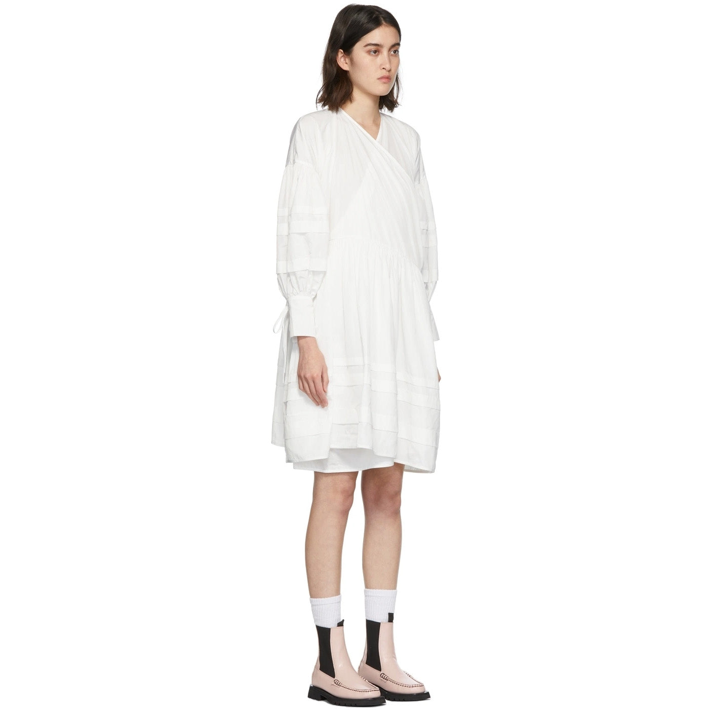Cecilie Bahnsen "Amelie" Taffeta Wrap Dress in White, size M/L
