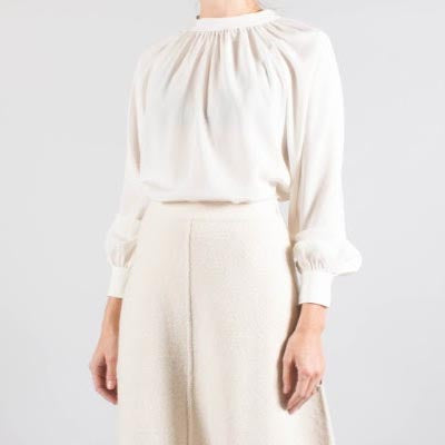 CO Crepe Long Sleeve Blouse with Bow Back, size Large