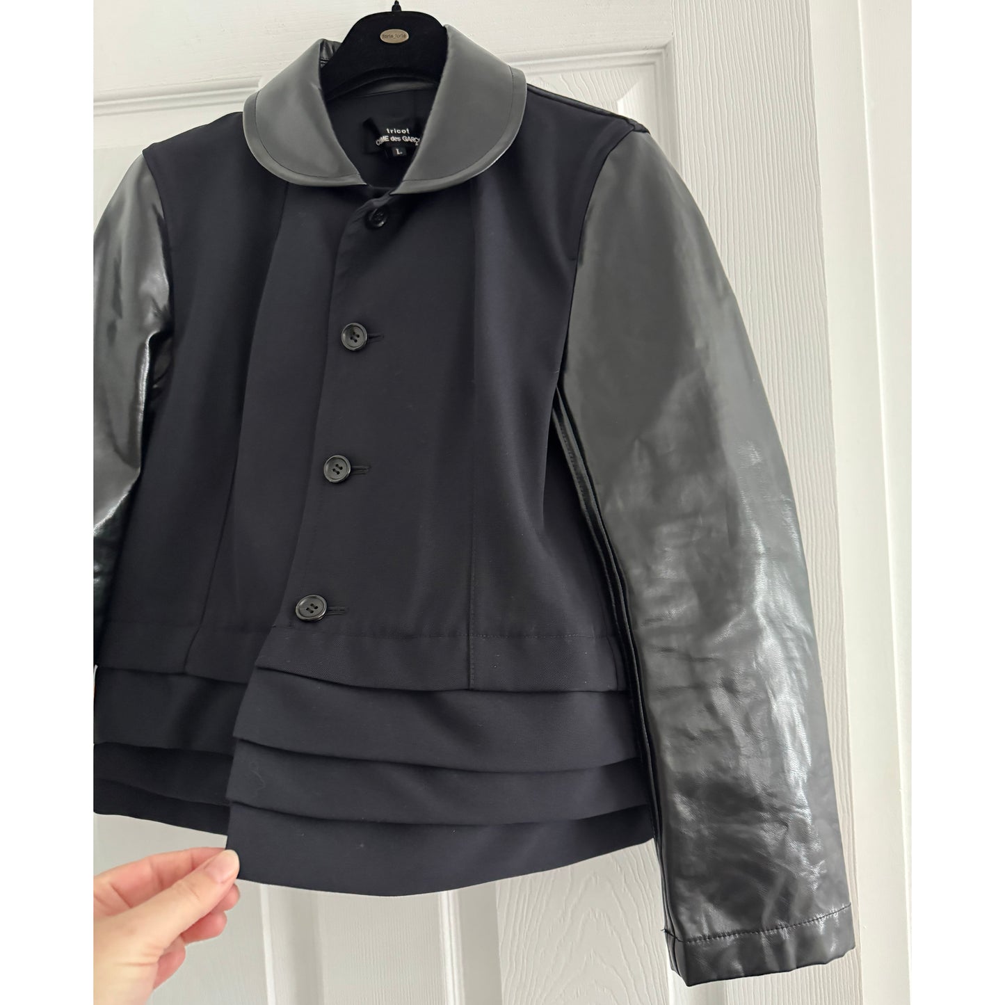 Tricot Comme des Garcons Varsity Jacket in Navy/Black, size Large (fits S/M)