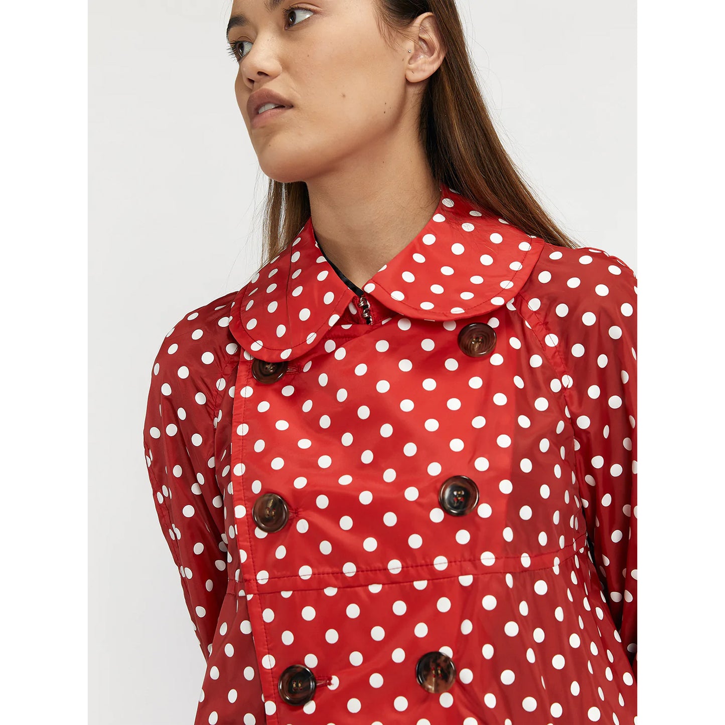 Comme Des Garcons Girl Polka Dot Nylon Trench in Red, size Medium