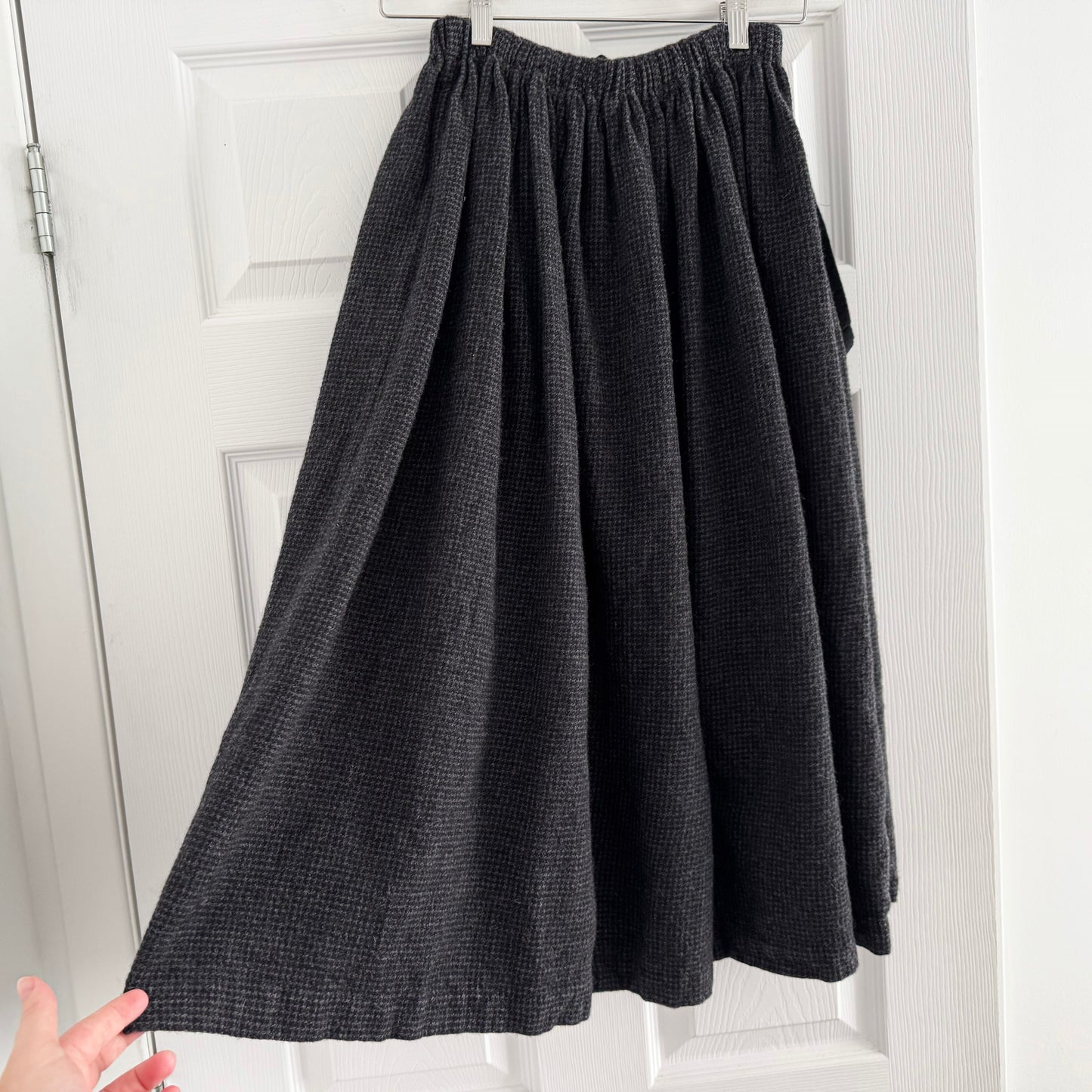 Tricot Comme Des Garcons Grey Wool Checked Skirt, OS (fits S-M)