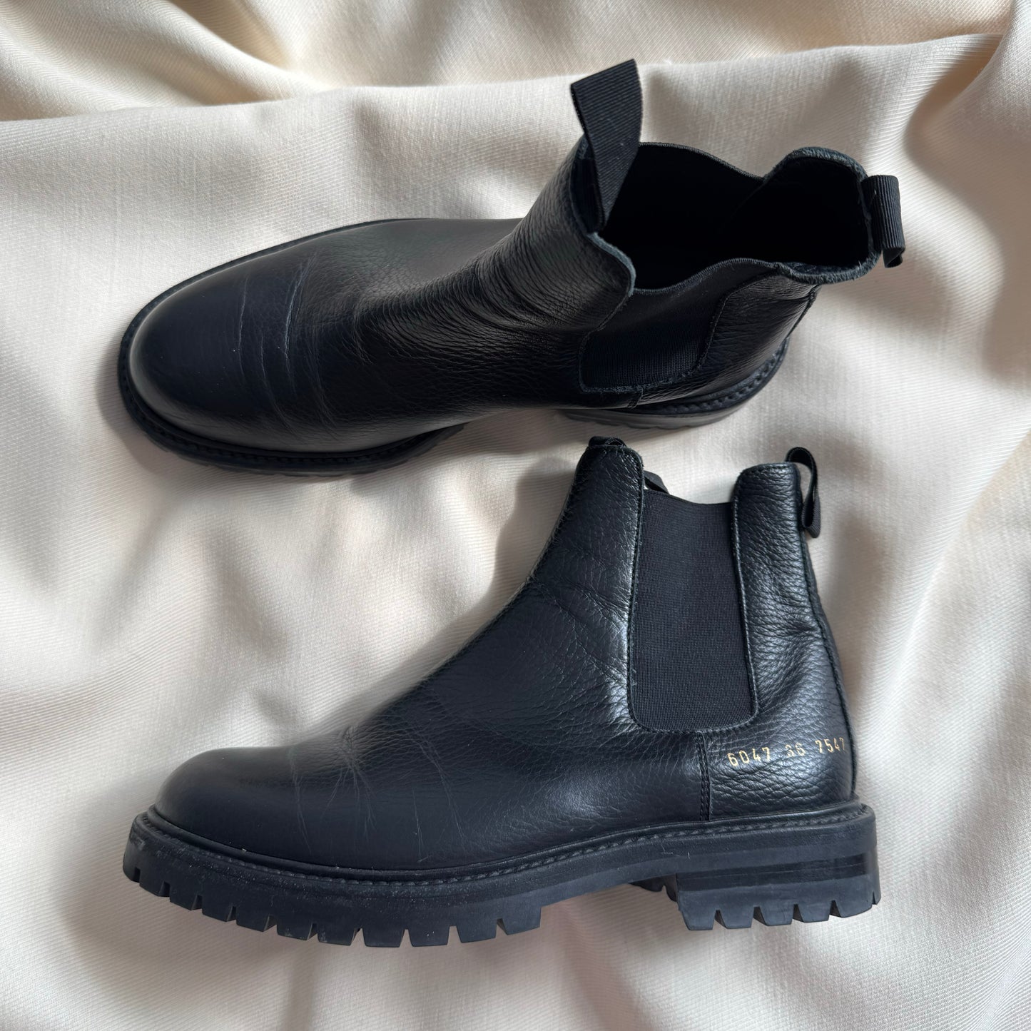 Common Projects Pebbled Leather Chelsea Boots, size 36