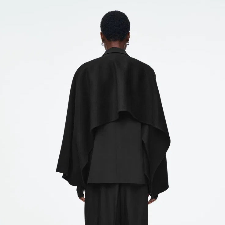 COS Double-Faced Wool Hybrid Cape in Black, One Size Only