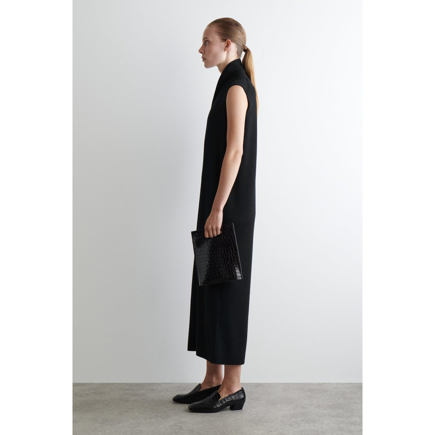 COS Sleeveless Wool Knit Dress in Black, size Medium
