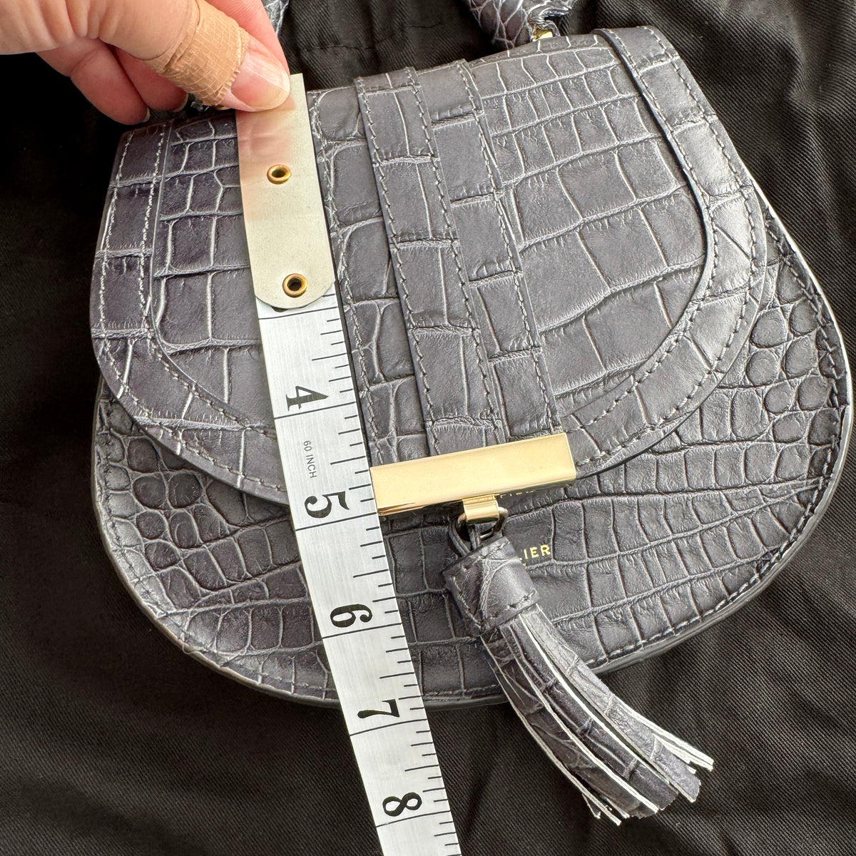 Demellier Nano "Venice" Bag in Grey Croc