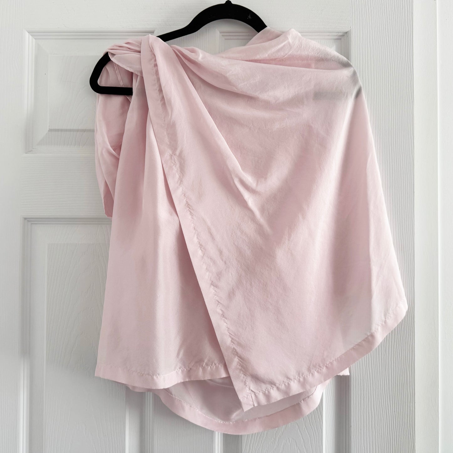 Dries Van Noten Draped Silk Blouse in Pale Pink, size 36