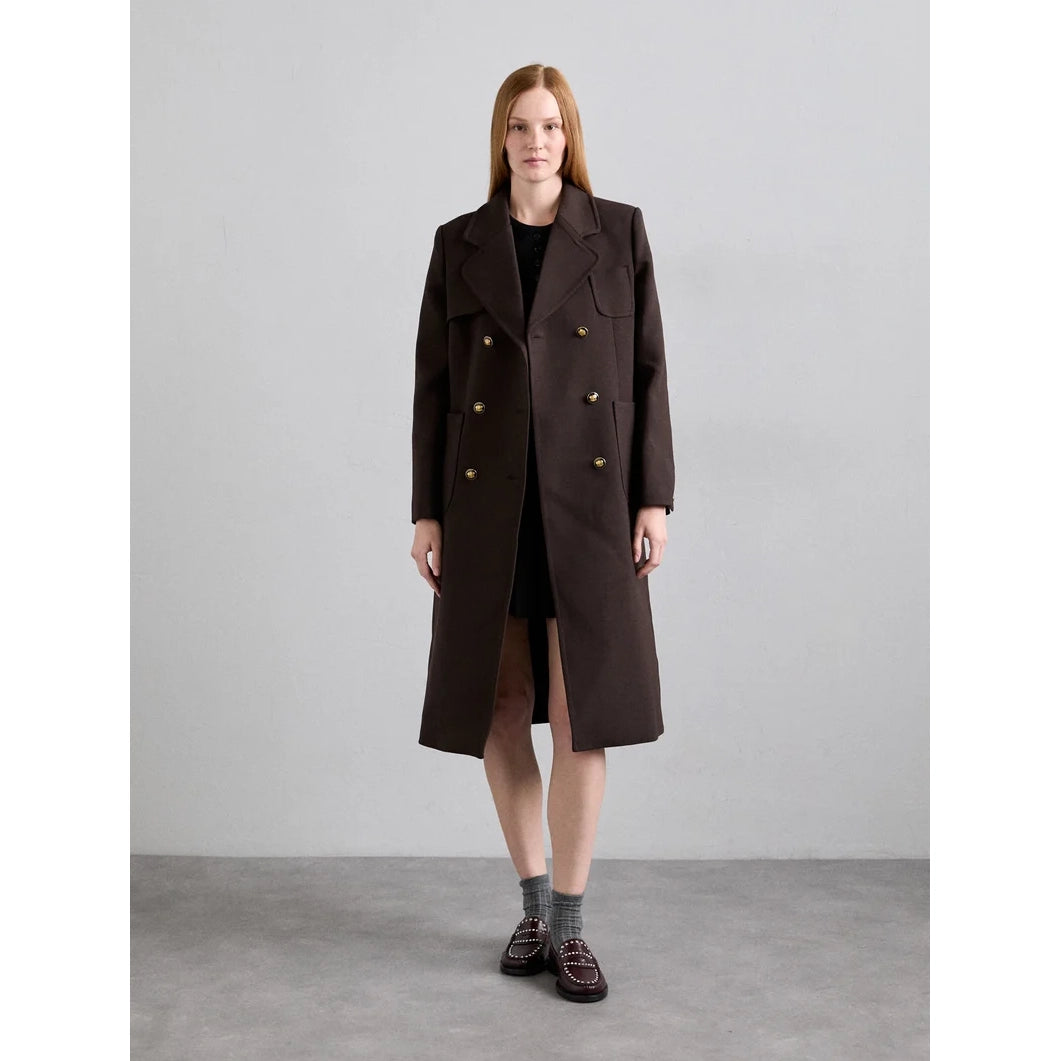 Sandro Double Breasted Coat in Brown, size 38