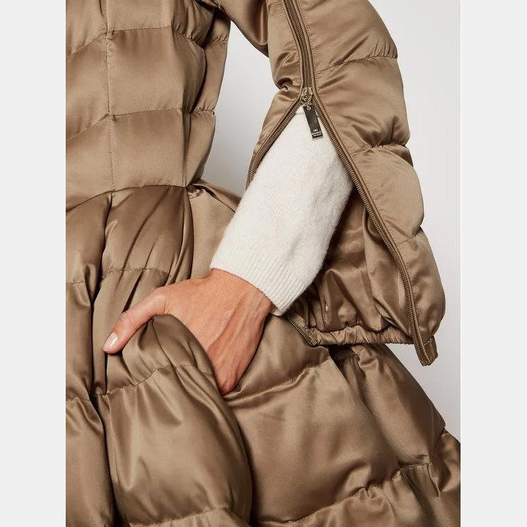 Elizabetta Franchi Flared Skirt Puffer in Beige, size 40IT (fits like size 2)