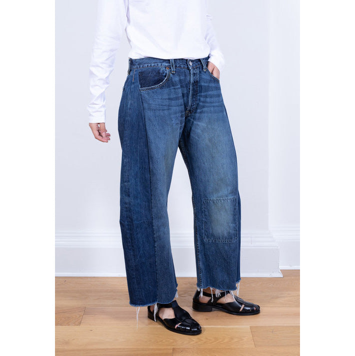 B-Sides Reworked Lasso Jeans in Dark Medium Blue, size 32
