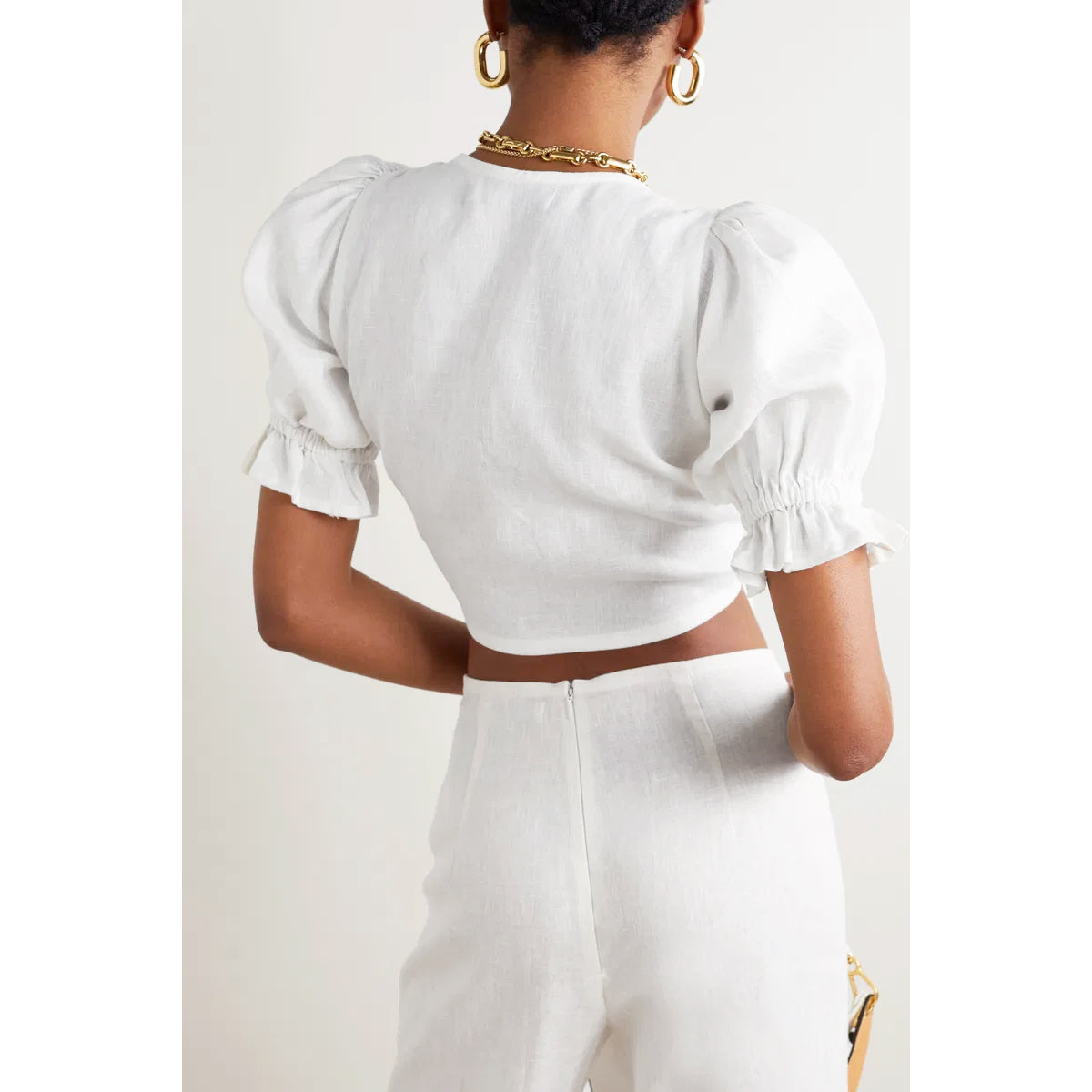 Faithfull the Brand "Jamais" Linen Tie Front Top in White, size 4