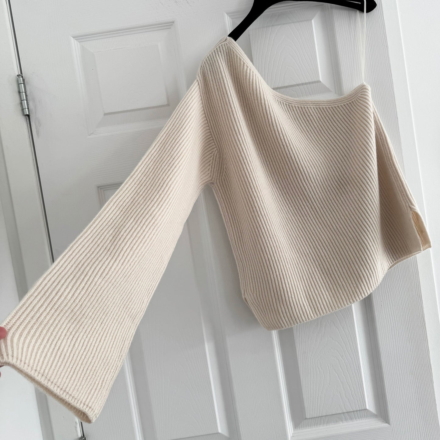 Forte.Fote One Shoulder Sweater in Ivory, size "0" (size XS)