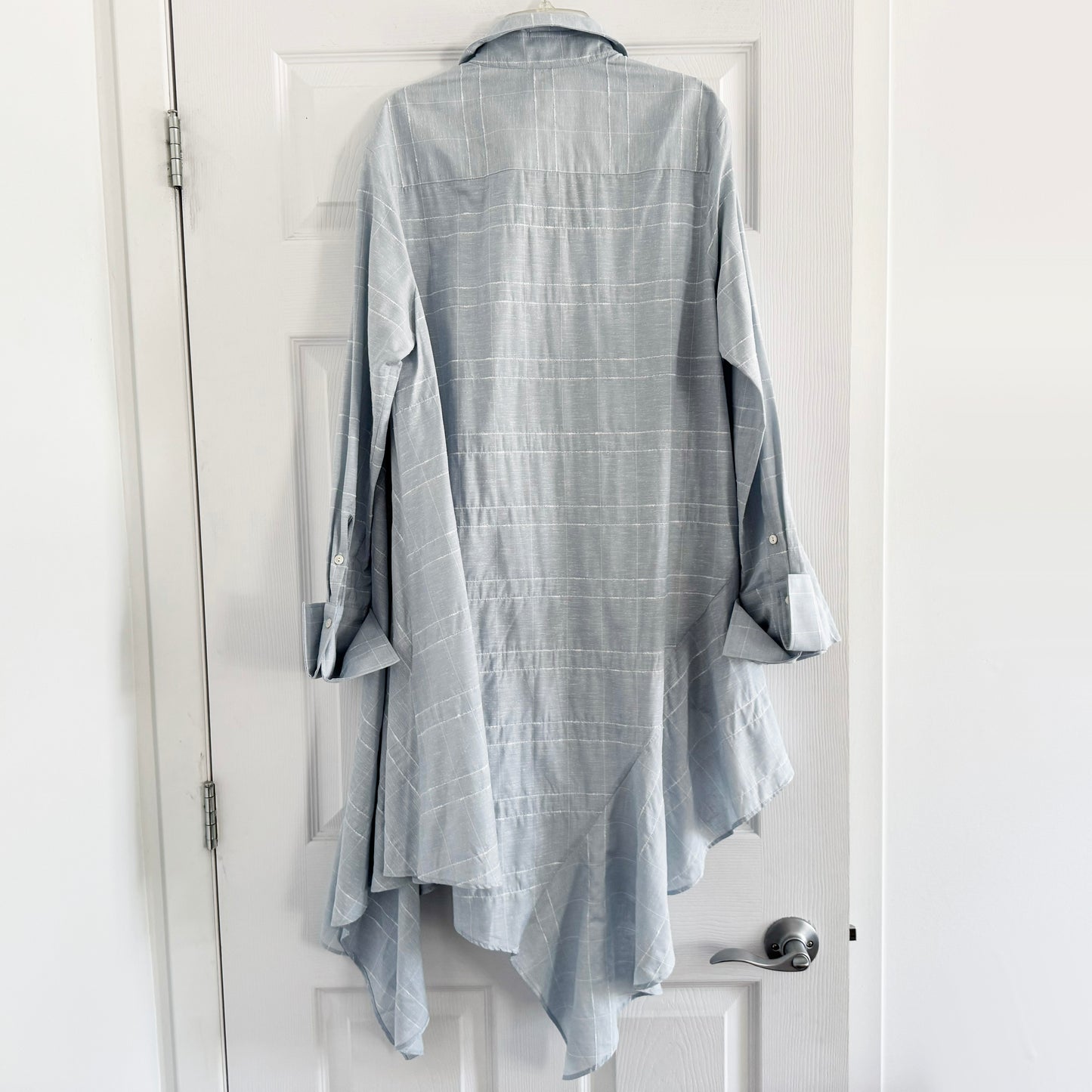 Palmer/Harding Asymetrical Ruffle Shirt in Blue, size Medium