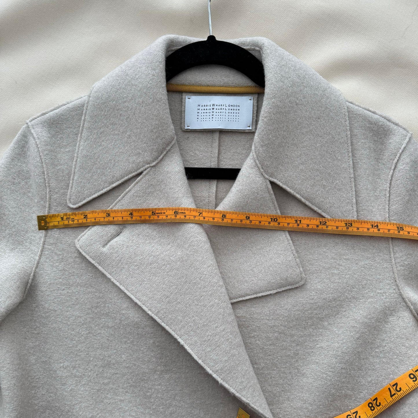 Harris Wharf Double Breasted Wool Pea Coat in Ivory, size 42IT (fits size Small)