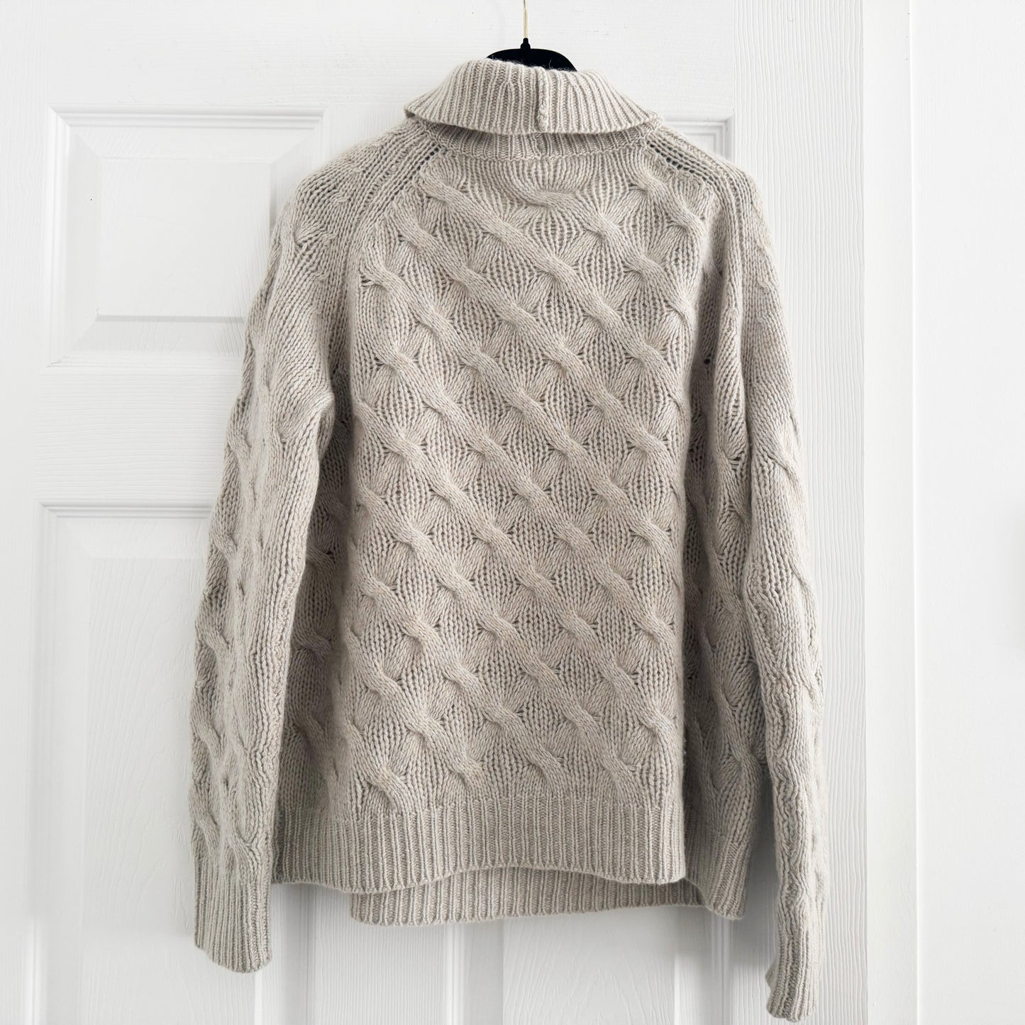 Inhabit Cashmere Cable Knit Turtleneck in Grey/Beige, size XS