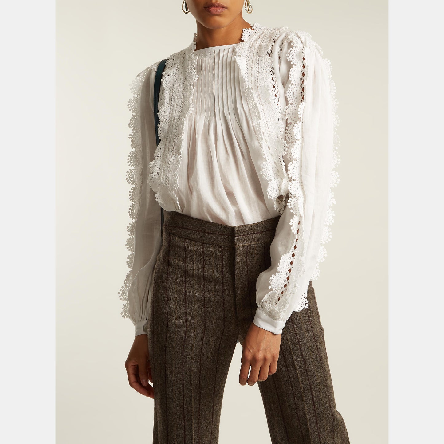 Isabel Marant "Nell" Ramie and Lace Blouse in Black, size 36