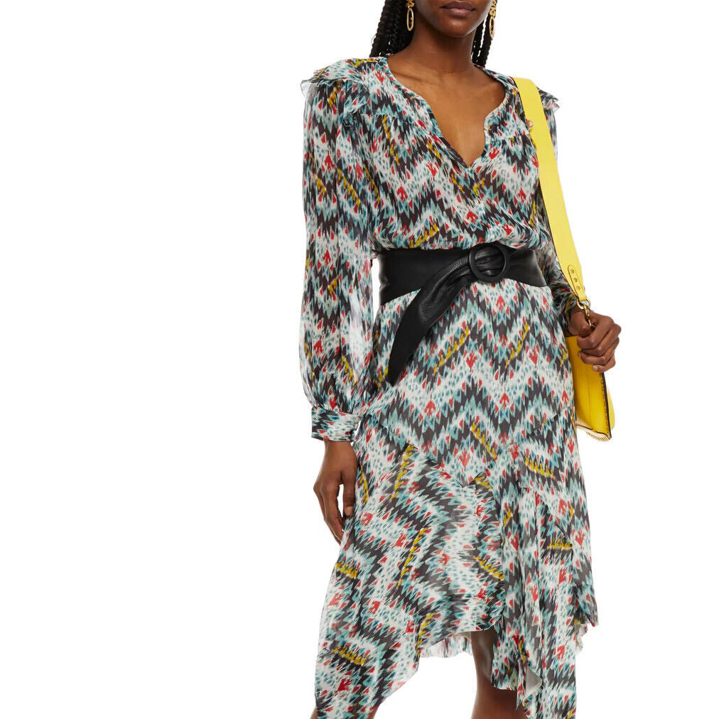 Isabel Marant Etoile "Enna" Asymetrical Printed Silk Dress, size 40 (fits 8/10)