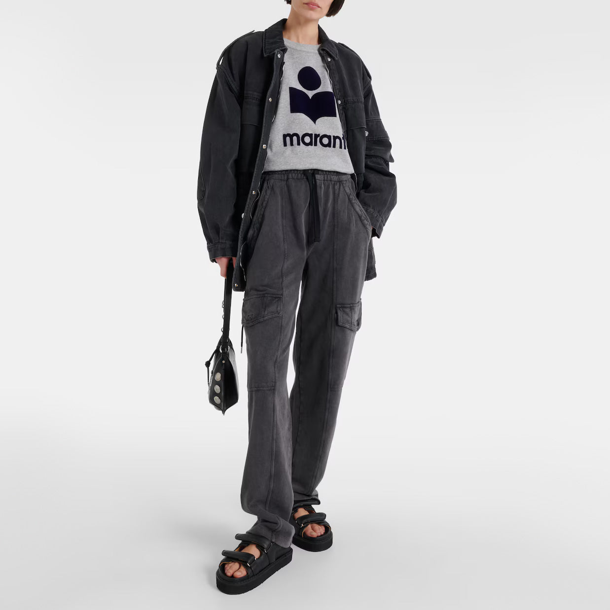 Isabel Marant Etoile "Peorana" Cargo Sweatpant in Faded Black, size 36