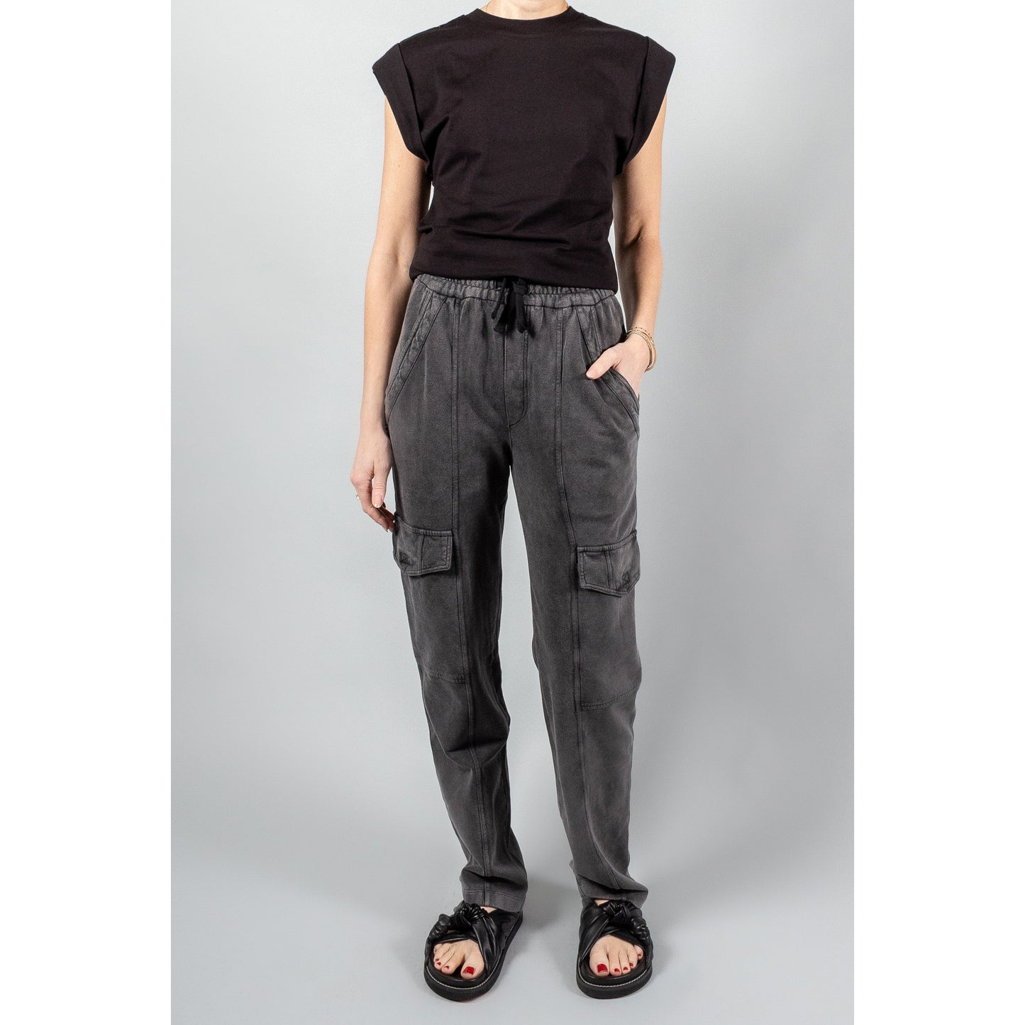 Isabel Marant Etoile "Peorana" Cargo Sweatpant in Faded Black, size 36