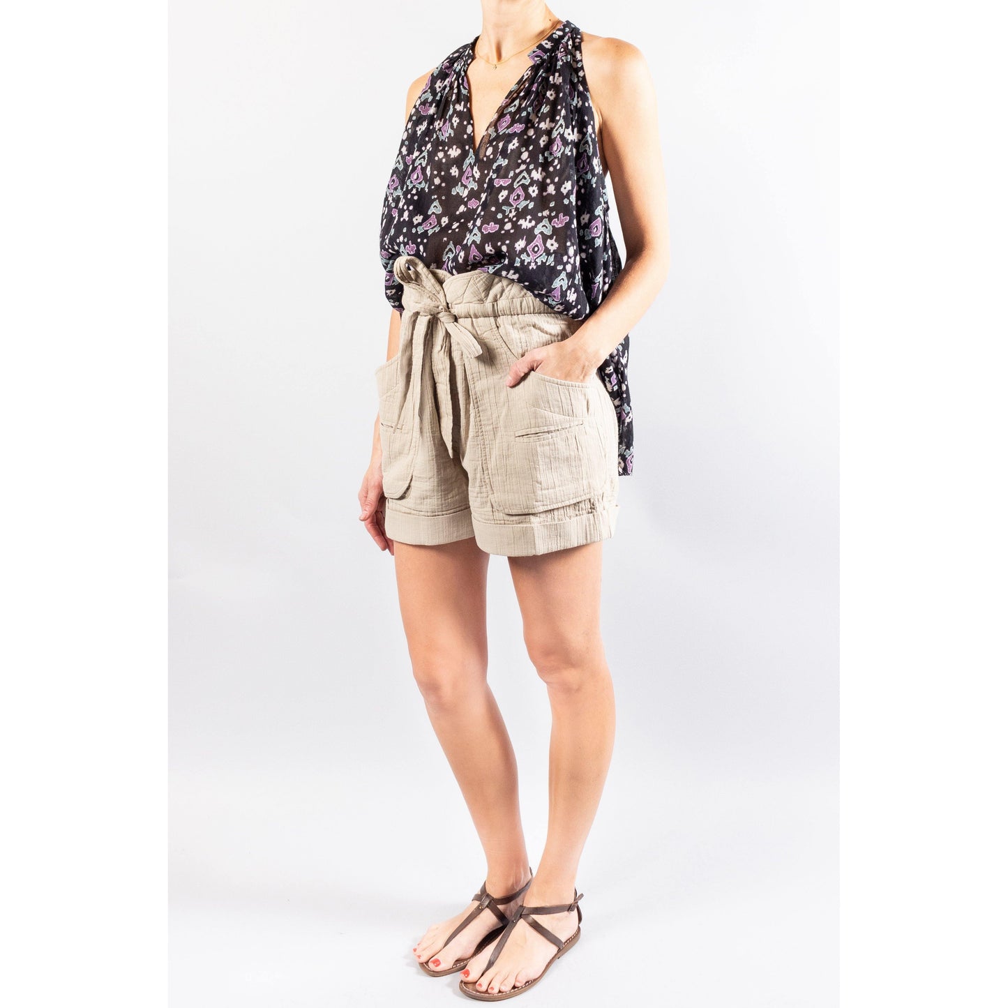 Isabel Marant Etoile "Ryson" Top in Black Print, size 40