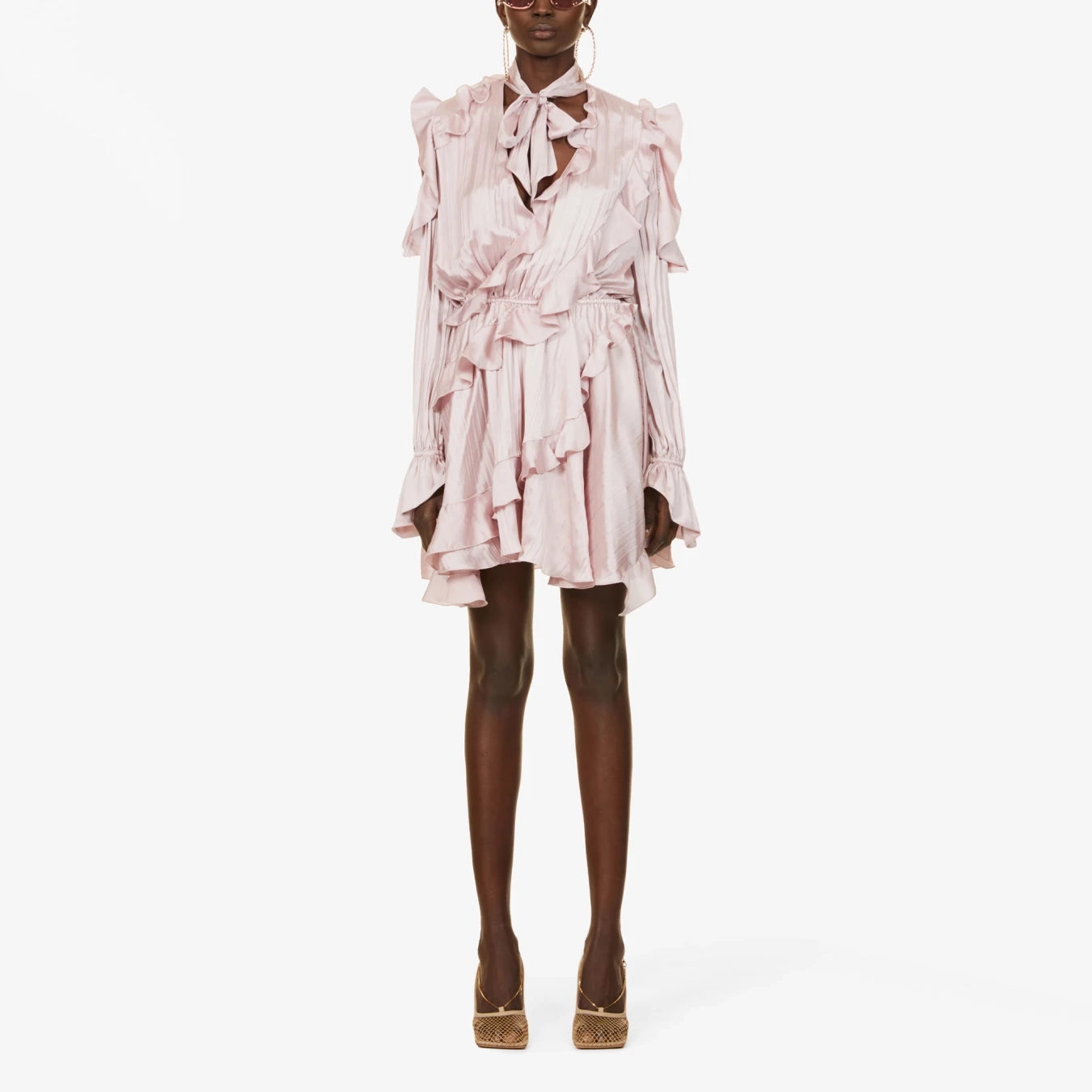Off-White by Virgil Abloh Ruffled Dress in Pink, size 40IT (fits size small)