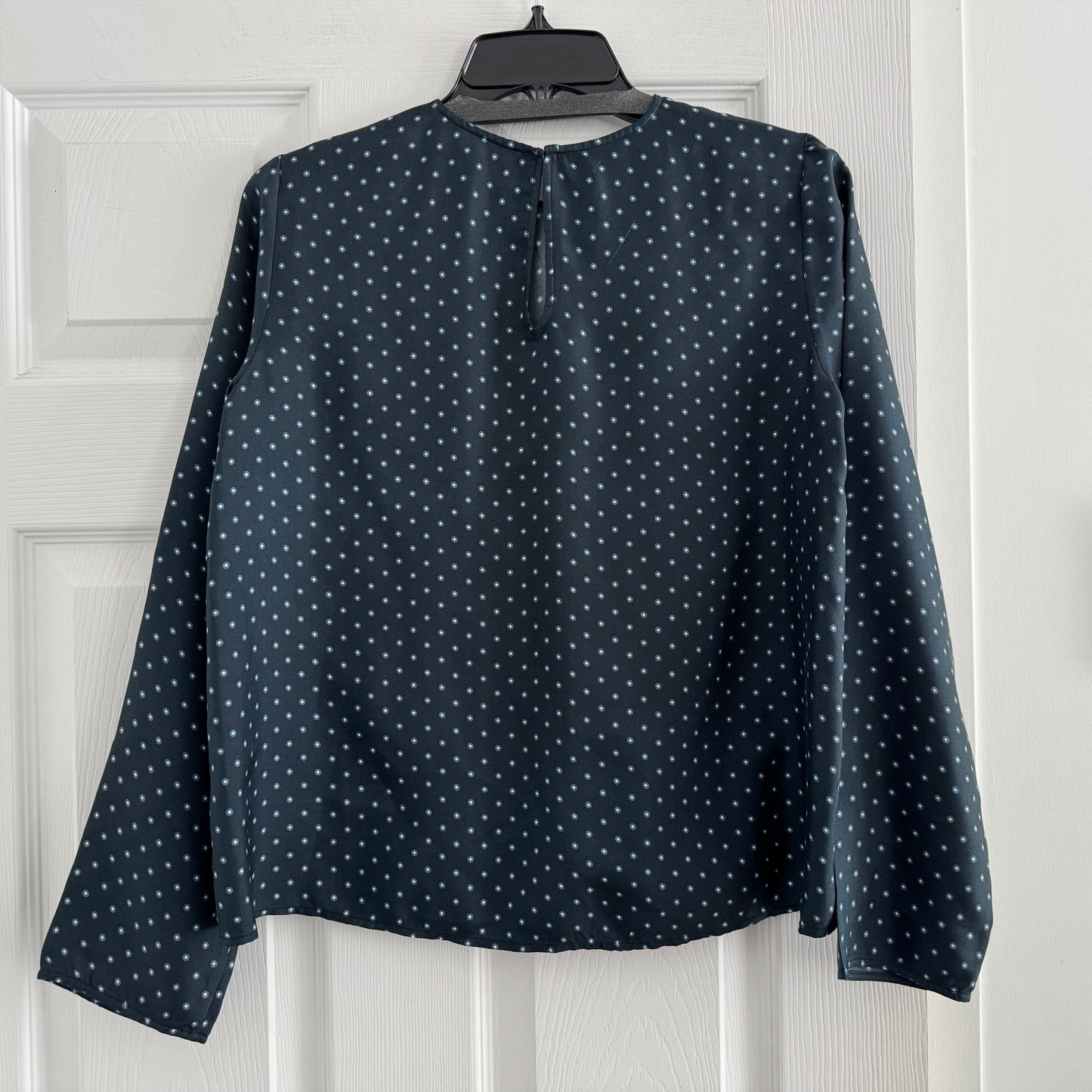 Jenni Kayne Polka Dot Silk Blouse in Navy, size XS