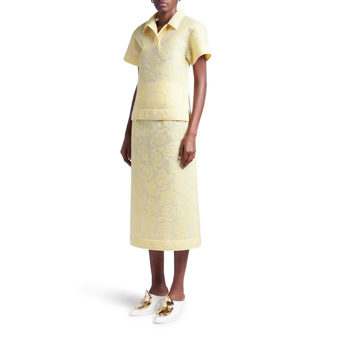 Jil Sander Paisley Mesh Jacquard Skirt in Light Green, size 36 (fits US 2/4)