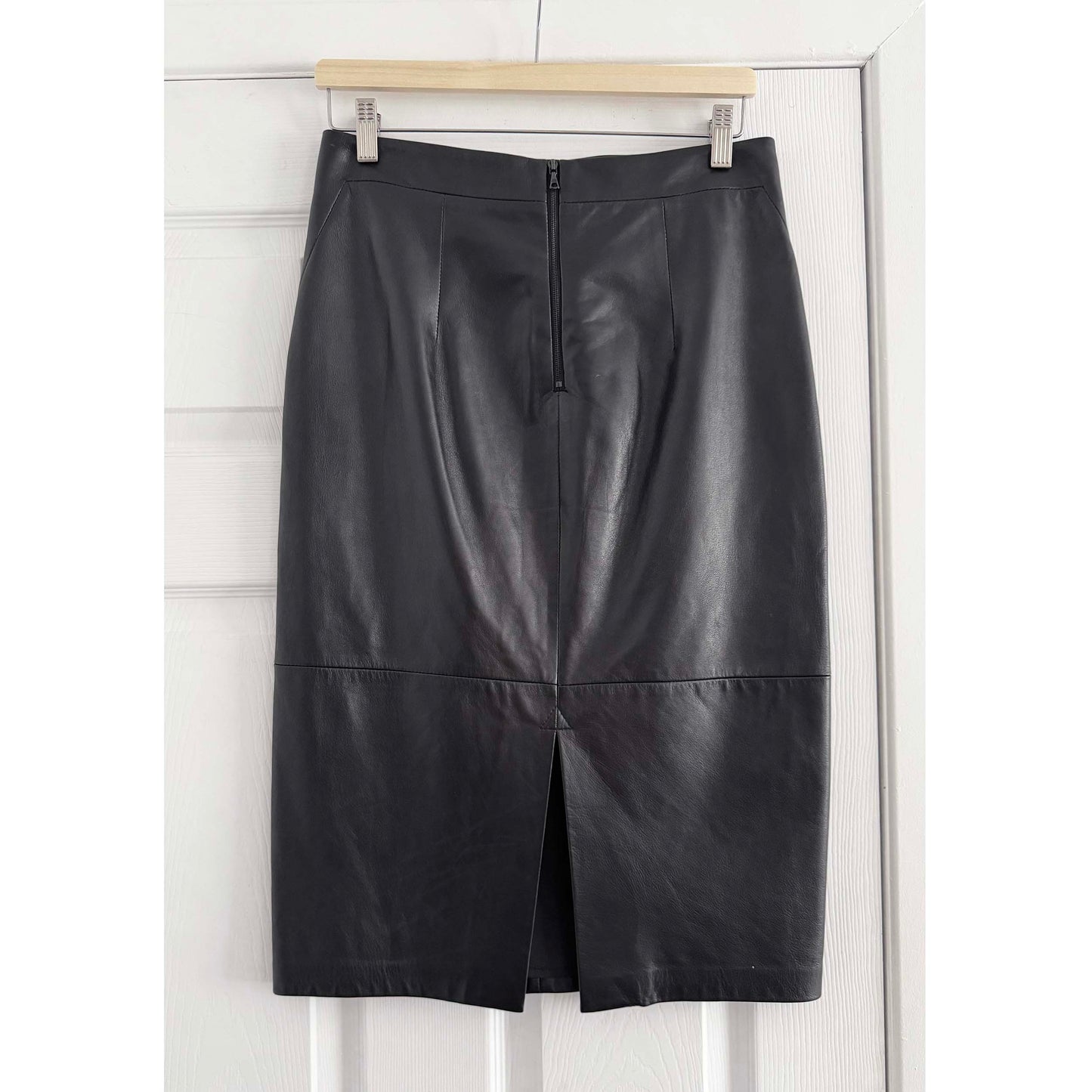 Judith & Charles Leather Pencil Skirt in Black, size 6