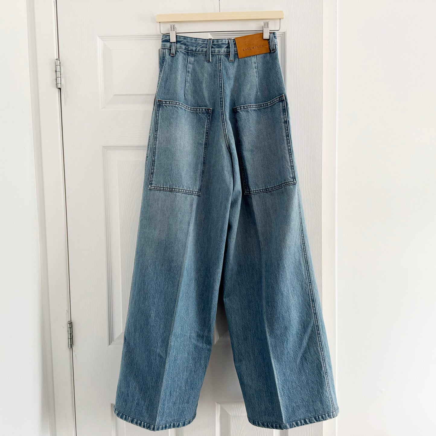 Kallmeyer Deep Pocket Wide Leg Jean in Blue, size 0