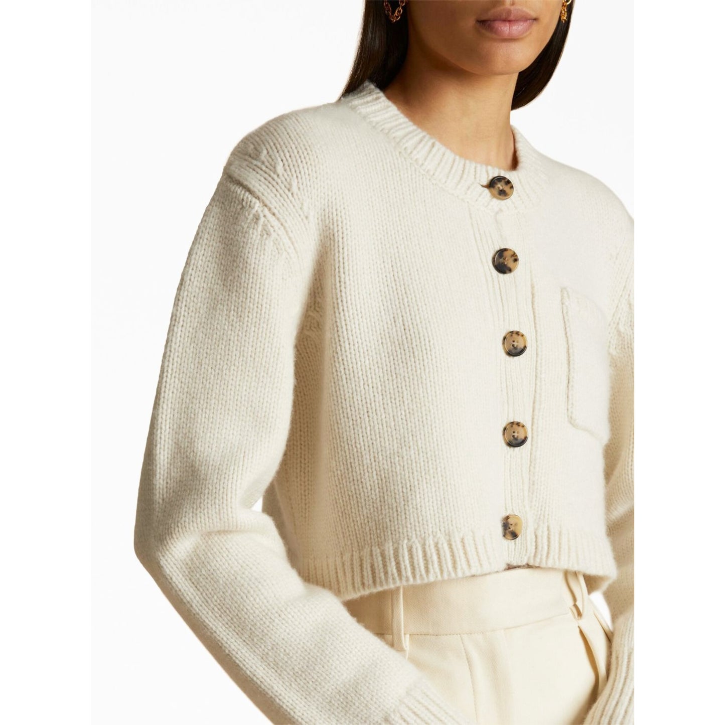 Khaite "Lavan" Cashmere Cropped Cardigan in Ivory, size XS