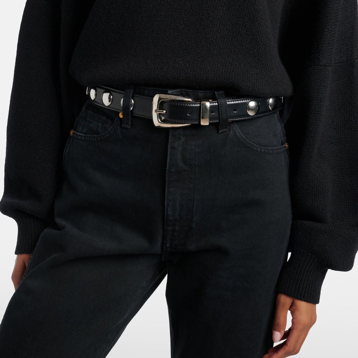 Khaite "Benny" Studded Belt in Black, size 90